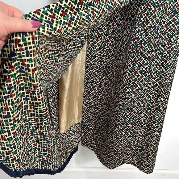 Conchita Vintage Abstract Print 3/4 Sleeve Midi Dress Size L - Picture 4 of 9